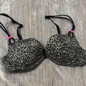 VS | leopard print pink bow bra